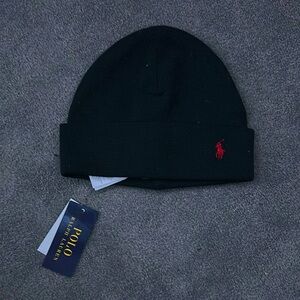 Polo by Ralph Lauren Black and Red Knit Hat